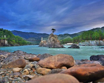 Гора Пикет и село Сростки, берег Катуни и Тавдинская пещера, прогулка по лесу, подвесной мост