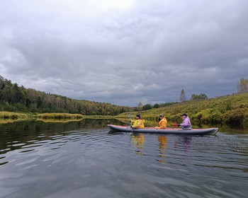8 км по широкой Угре, баня и вечер в деревне