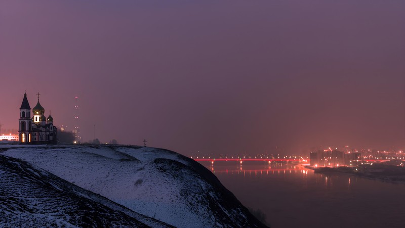 Ночной Красноярск с высоты