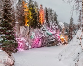 Водопады Ахвенкоски, горный парк «Рускеала», поездка на ретропоезде