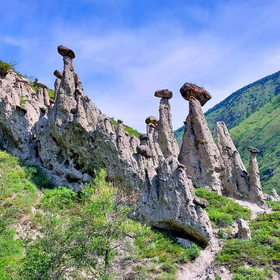 Каменные грибы, Телецкое озеро с высоты и на катере