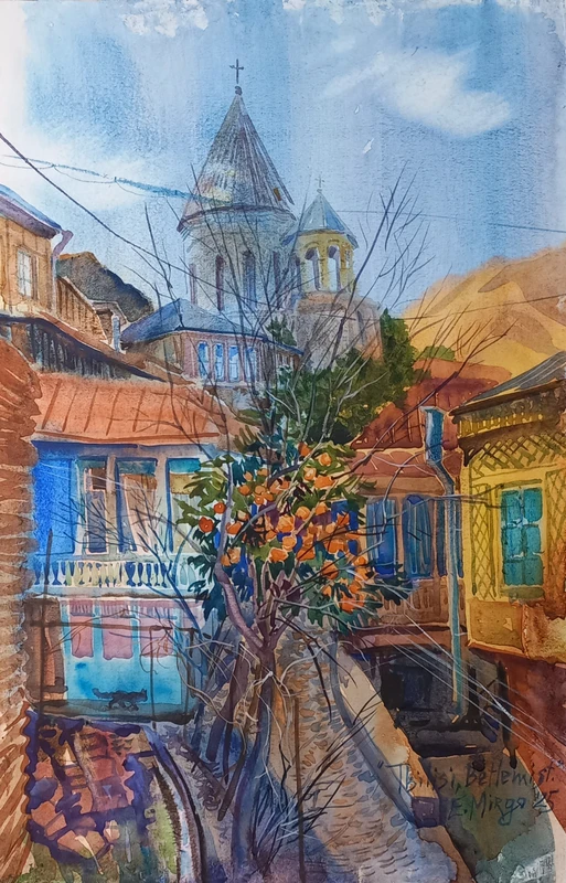 В гостях у художника в Тбилиси: рисование