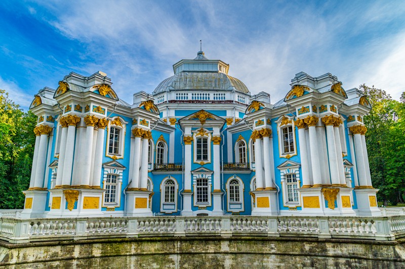 Виды Екатерининский дворец, Царскосельский парк и Феодоровский собор