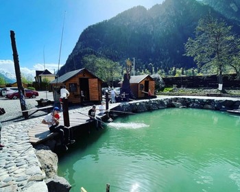 Шумка, хозяйство «Форельное» и закат на перевале