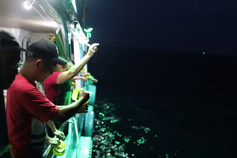 Ночная рыбалка на кальмаров и закат на море