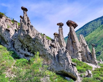 Каменные грибы, Телецкое озеро с высоты и на катере