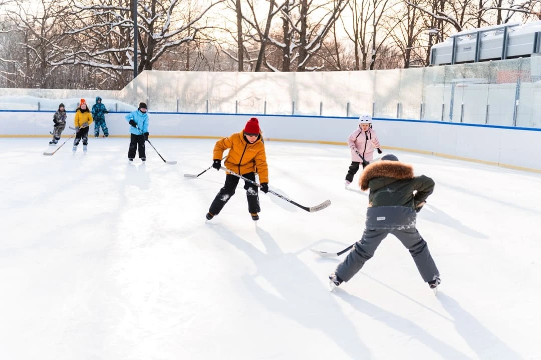 Занятие по хоккею на катке парка «Дубки»