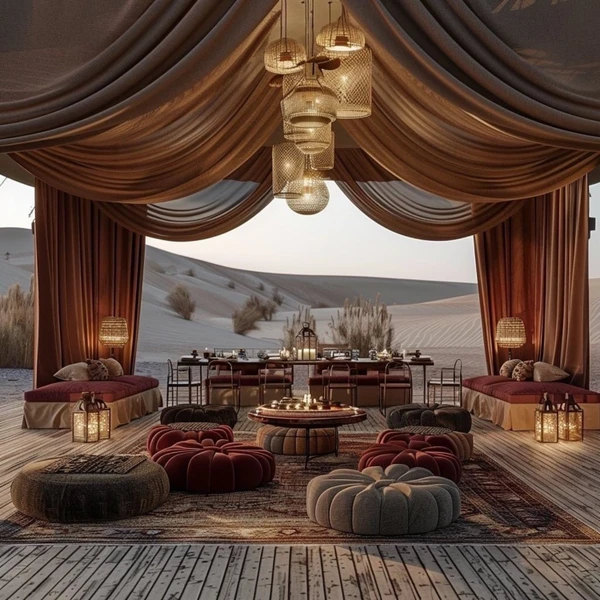 Романтический ужин посреди арабской пустыни