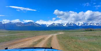 Спуск в Курайскую степь, озеро Джангысколь