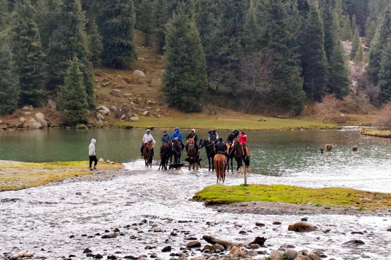 Конный тур по природным локациям Кыргызстана для начинающих наездников в мини-группе