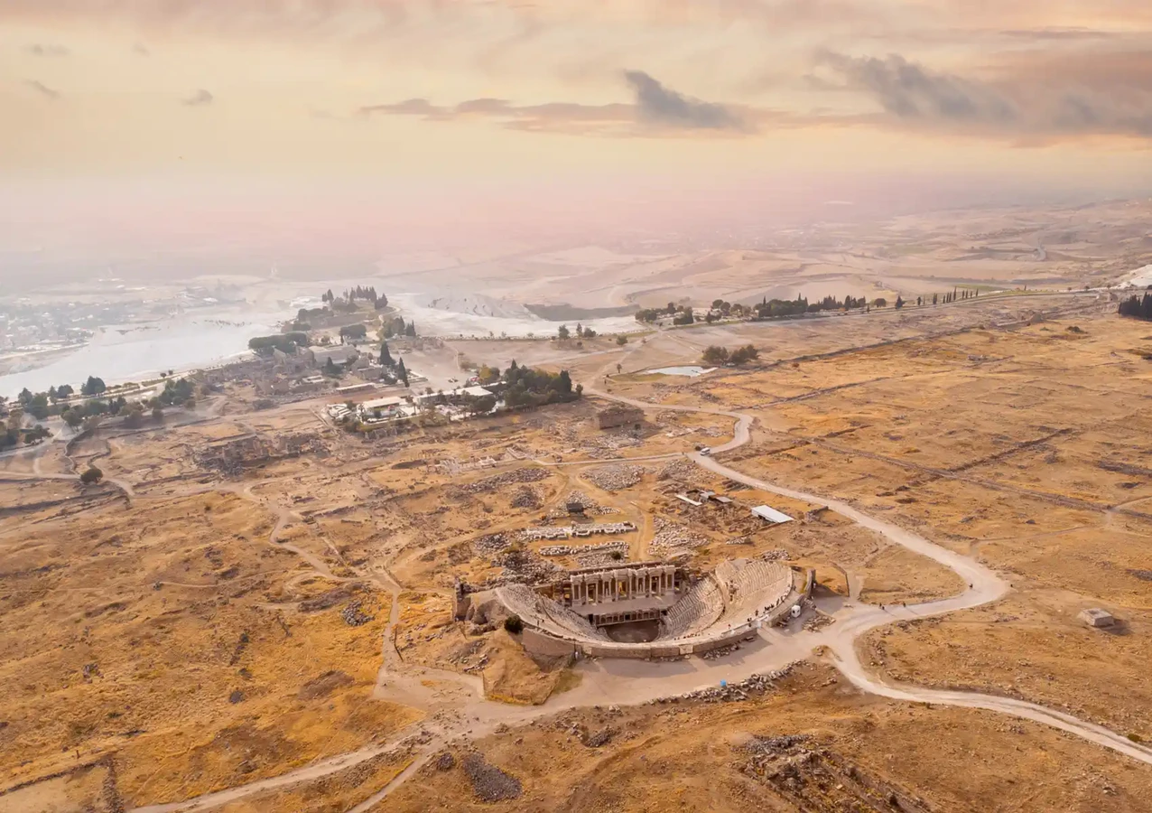 Памуккале и античный город Иераполис (из Белека)